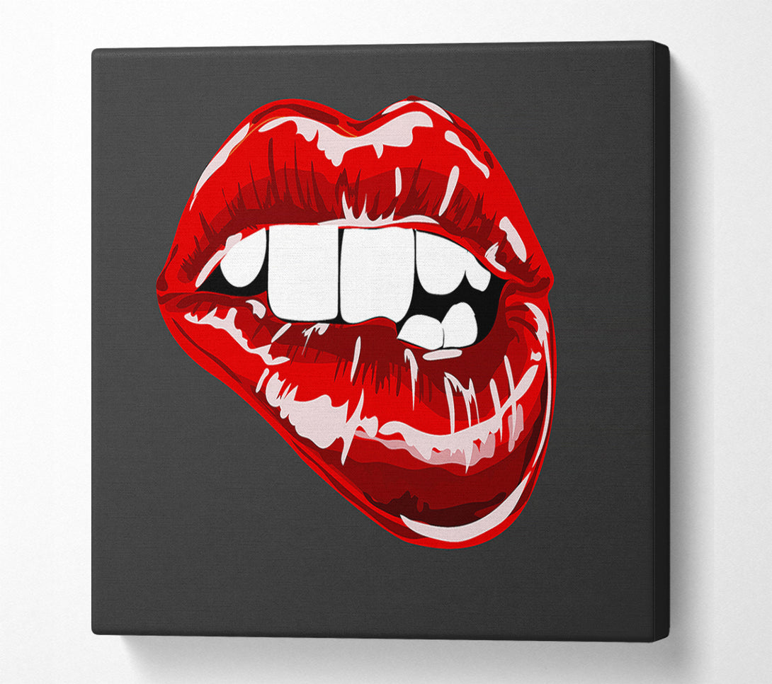  A Canvas Print of Red Lip Bite Canvas Art