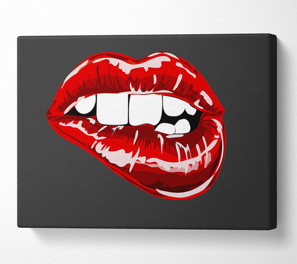  A Canvas Print of Red Lip Bite Canvas Art