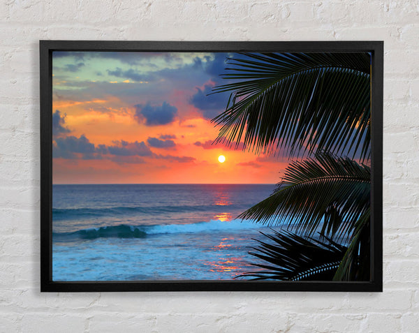 Stunning Blue Ocean Sunset Framed Print