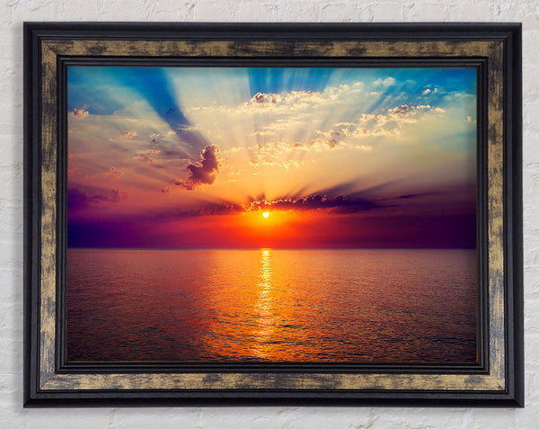 Sunrays Over The Ocean Framed Print