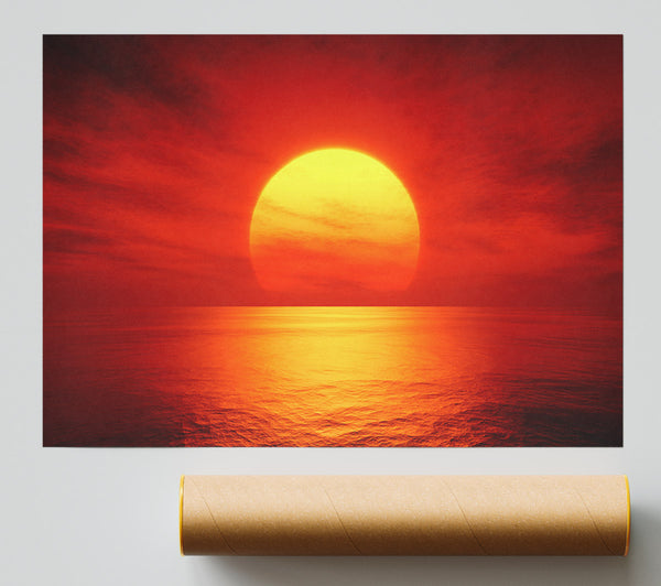 Red Ocean Glow Print