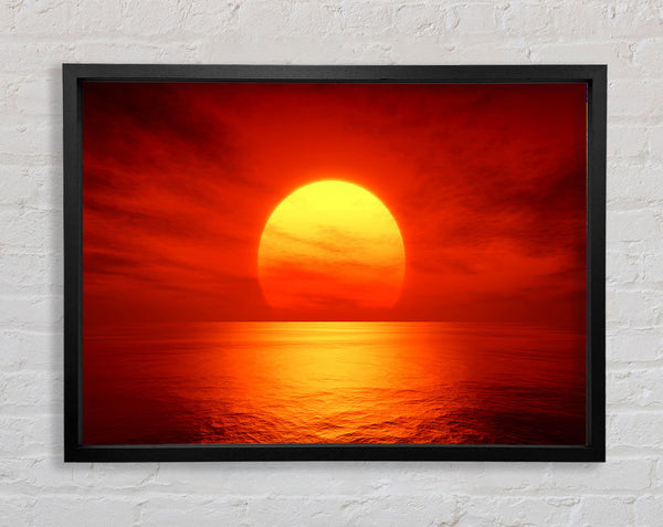 Red Ocean Glow Framed Print