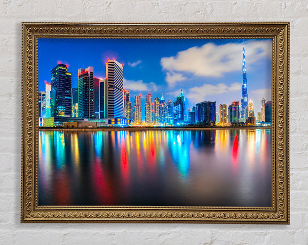 Colourful City At Night Framed Print