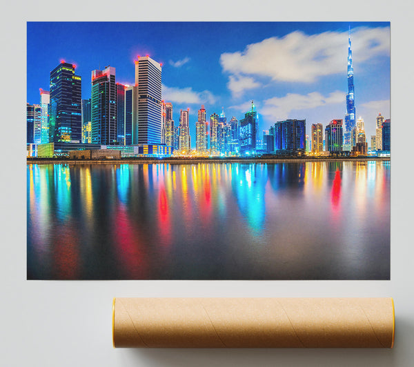 Colourful City At Night Print