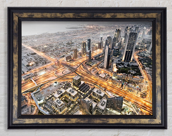 Golden City Roads Framed Print