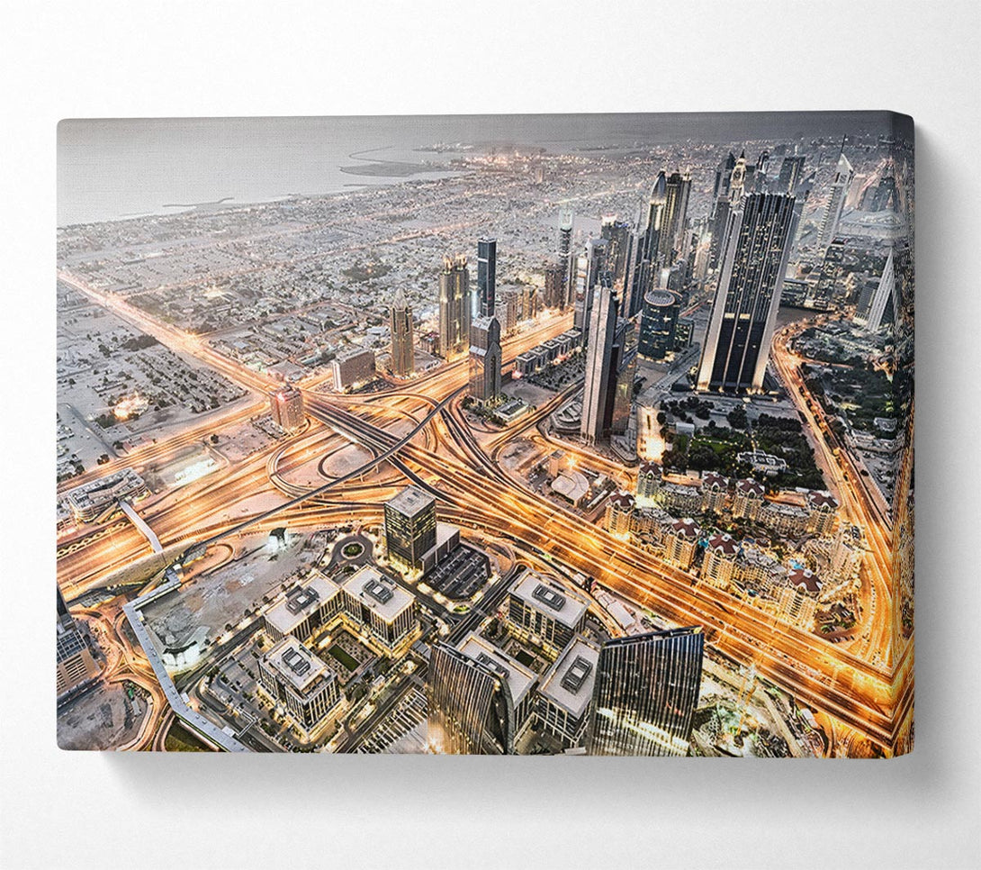  A Canvas Print of Golden City Roads Canvas Print