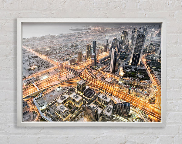 Golden City Roads Framed Print