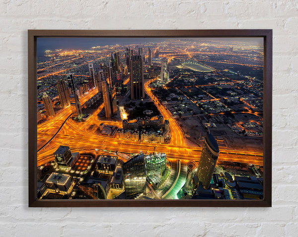 Golden Roads Through The City Framed Print
