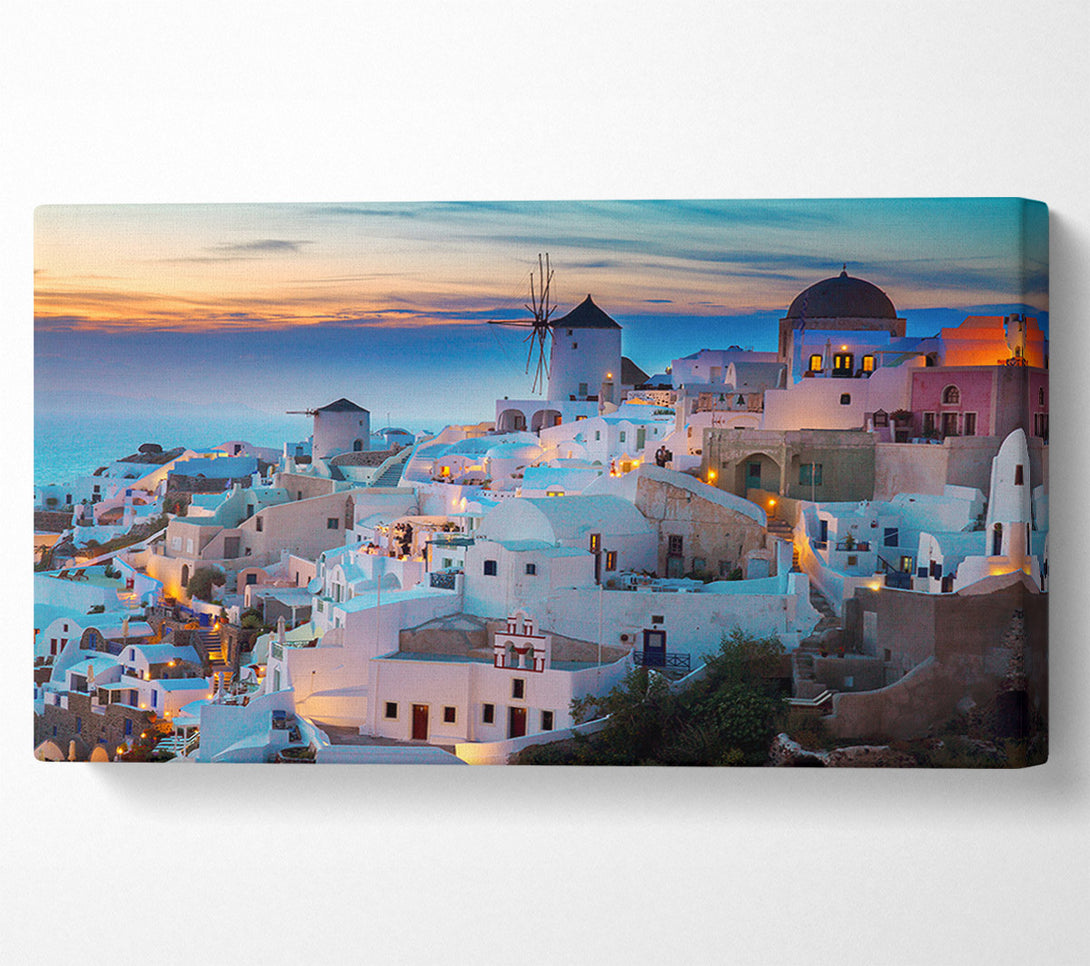  A Canvas Print of Santorini At Sunset Canvas Print