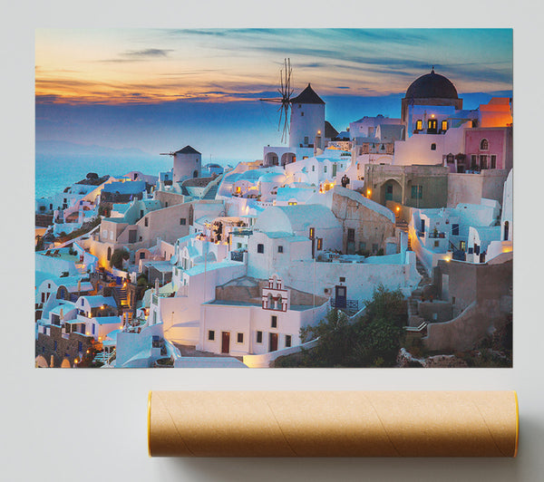 Santorini At Sunset Giclee Print