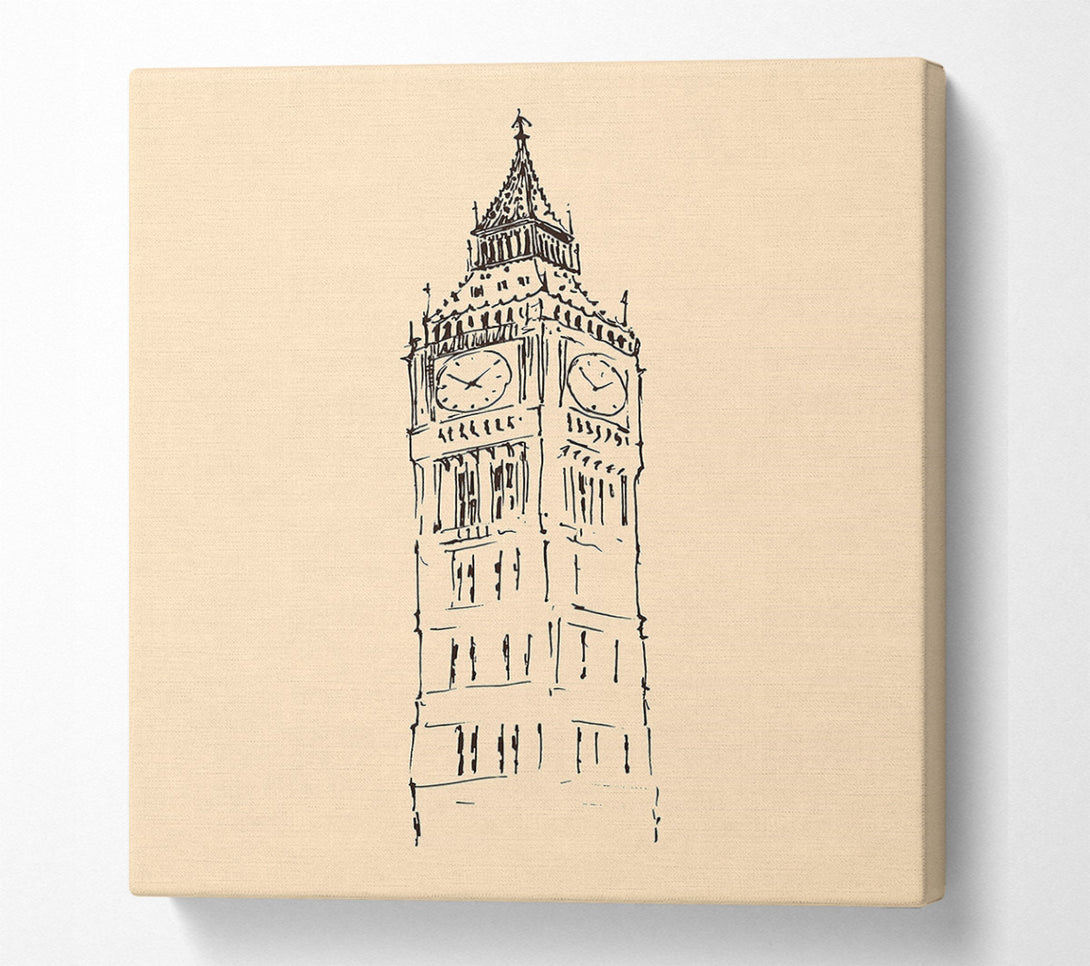  A Canvas Print of Big Ben Sketch 1 Canvas Print