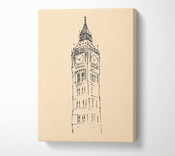  A Canvas Print of Big Ben Sketch 1 Canvas Print