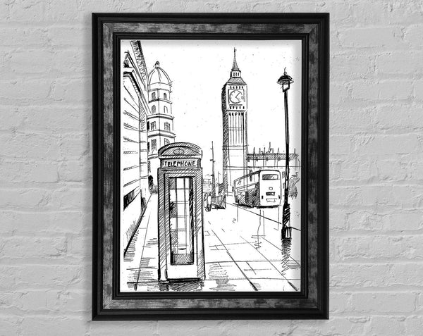 London Street Outline 3 Framed Print