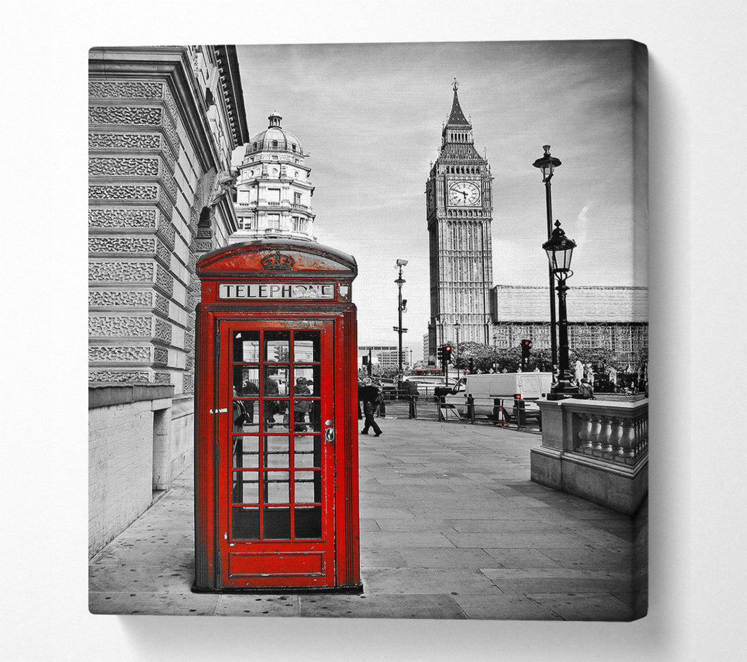  A Canvas Print of Red Phone Box Near Big Ben Canvas Art