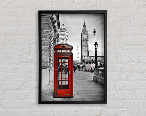 Red Phone Box Near Big Ben Framed Print