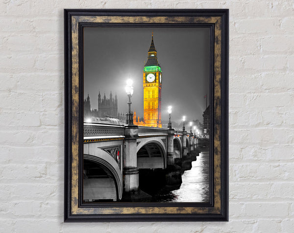Golden Big Ben Over Tower Bridge Framed Print