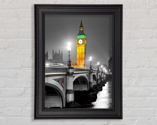 Golden Big Ben Over Tower Bridge Framed Print