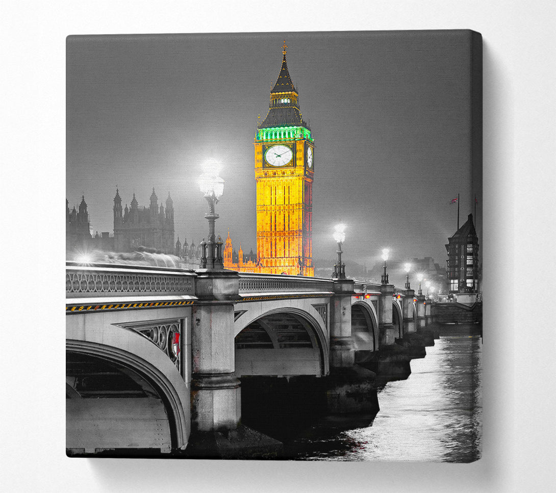  A Canvas Print of Golden Big Ben Over Tower Bridge Canvas Print