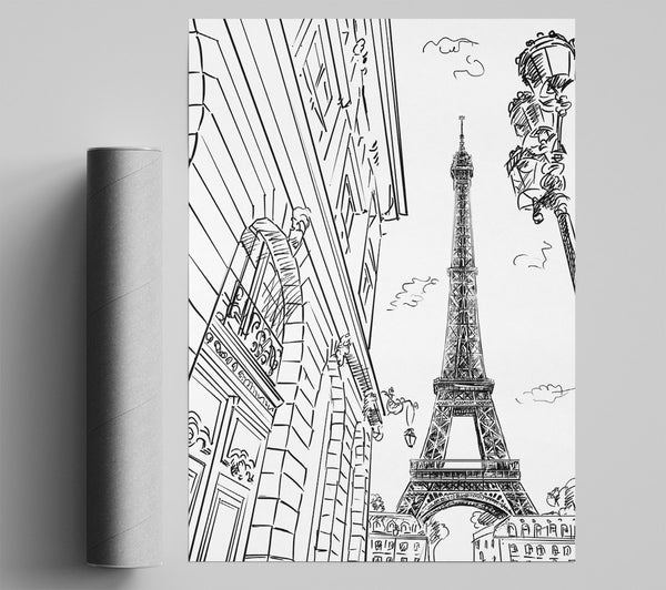 Eiffel Tower Streets 2 Poster