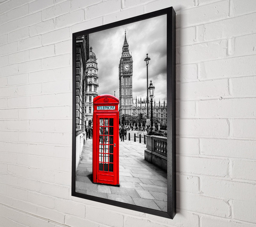  A Canvas Print of Red Phone Box Next To Big Ben Canvas Print