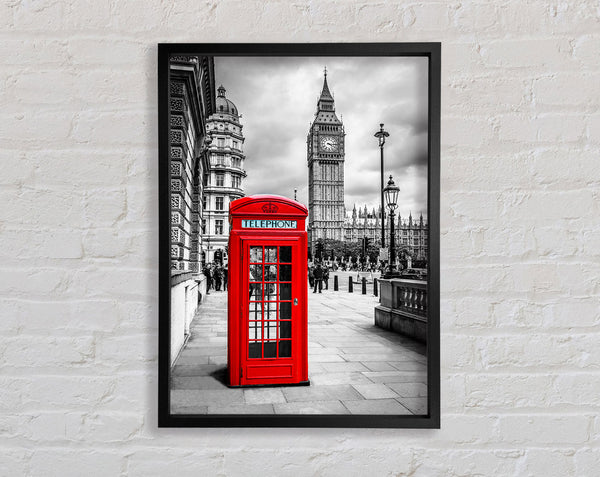 Red Phone Box Next To Big Ben Framed Print