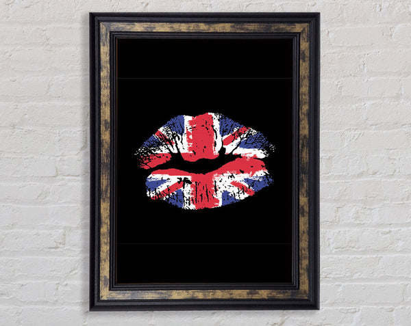 British Flag Lips Framed Print