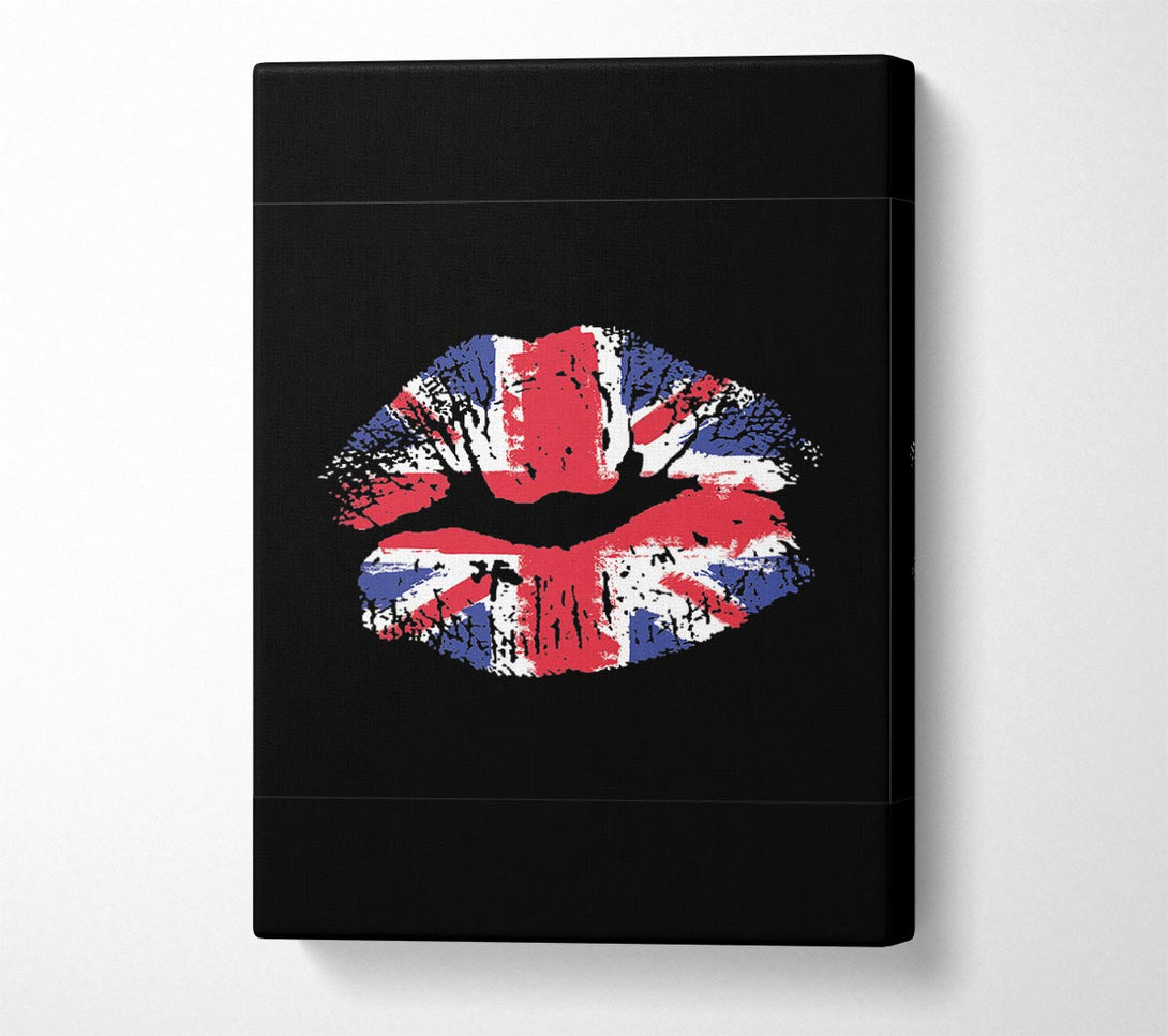  A Canvas Print of British Flag Lips Canvas Wall Art