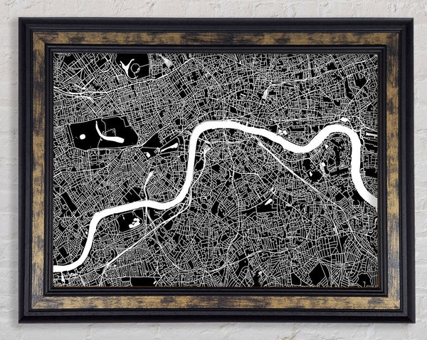 The Map Of London Thames 5 Framed Print