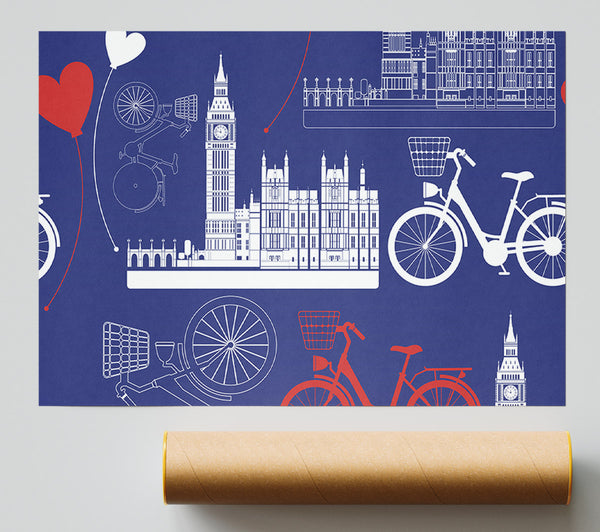Cycling Around The City Giclee Print