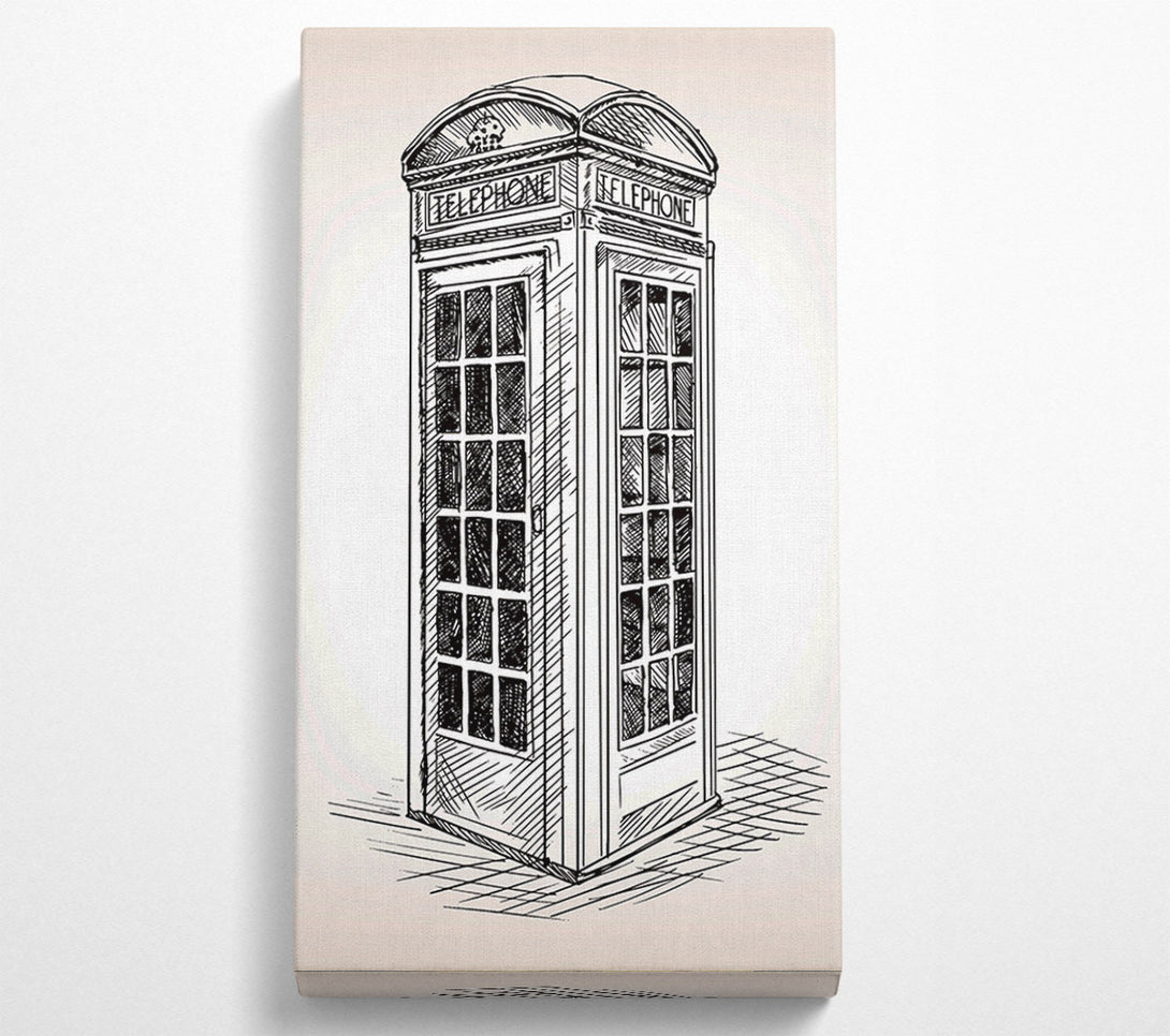  A Canvas Print of Phone Box Outline Canvas Wall Art