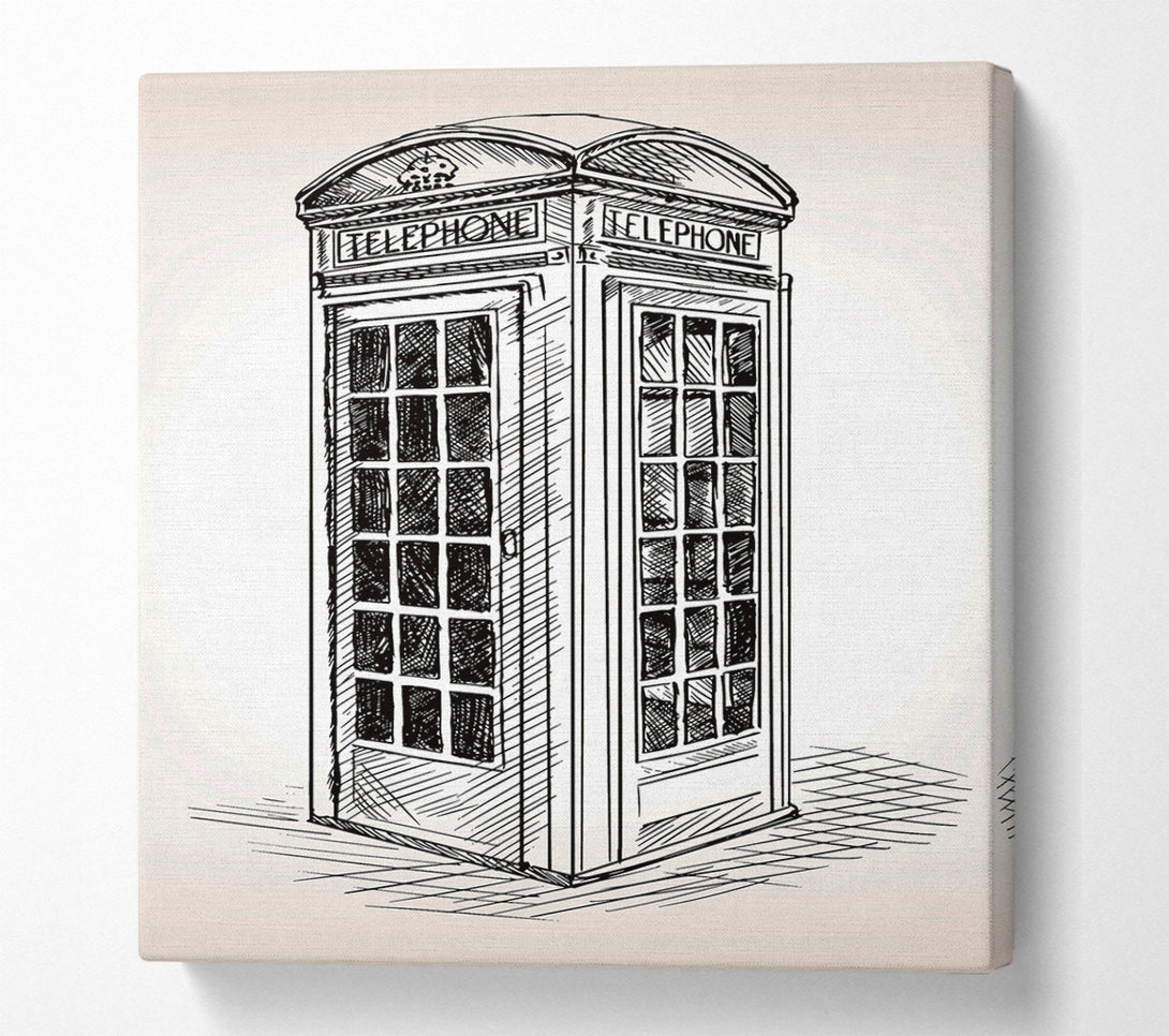  A Canvas Print of Phone Box Outline Canvas Wall Art