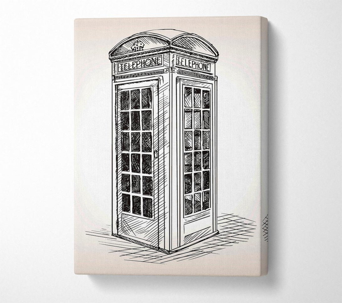  A Canvas Print of Phone Box Outline Canvas Wall Art