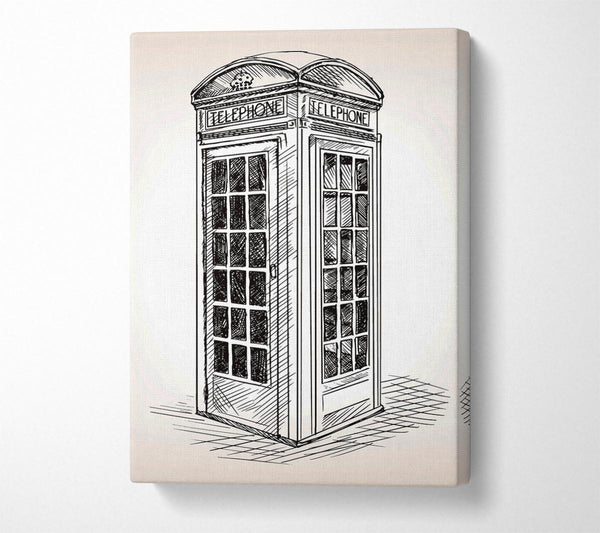  A Canvas Print of Phone Box Outline Canvas Wall Art