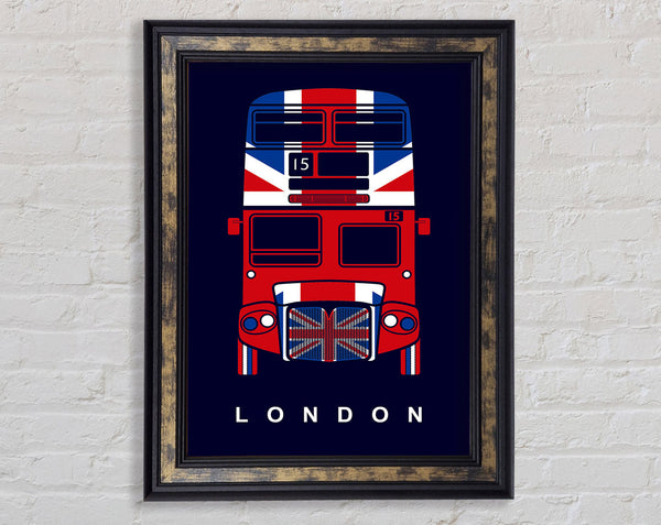 English Flag On A London Red Bus Framed Print