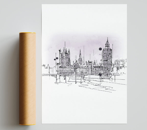 Purple Houses Of Parliament Print