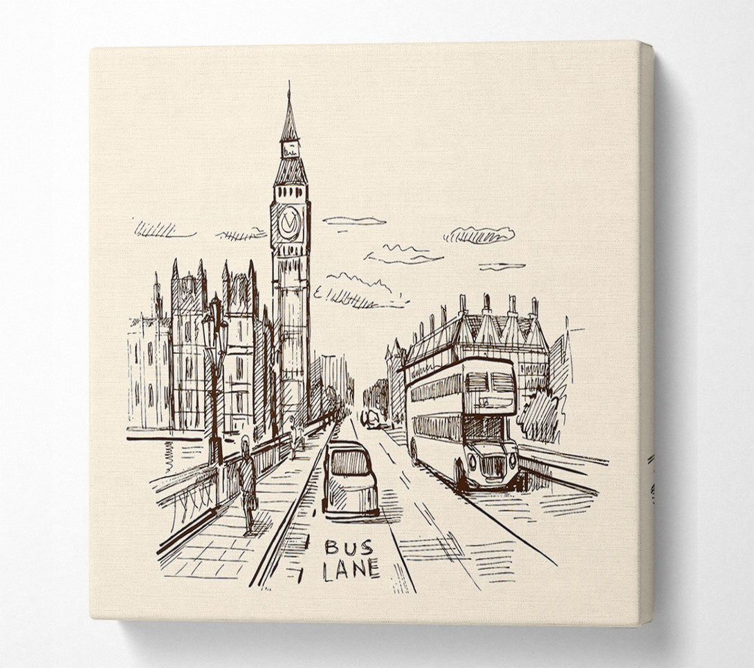  A Canvas Print of London Street Outline 1 Canvas Print