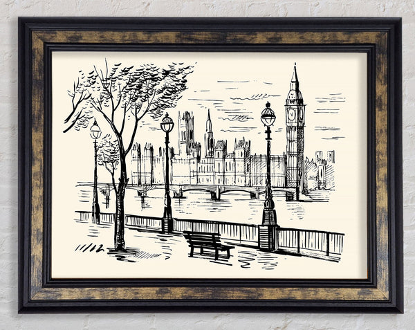 Outline Of The Houses Of Parliament Framed Print
