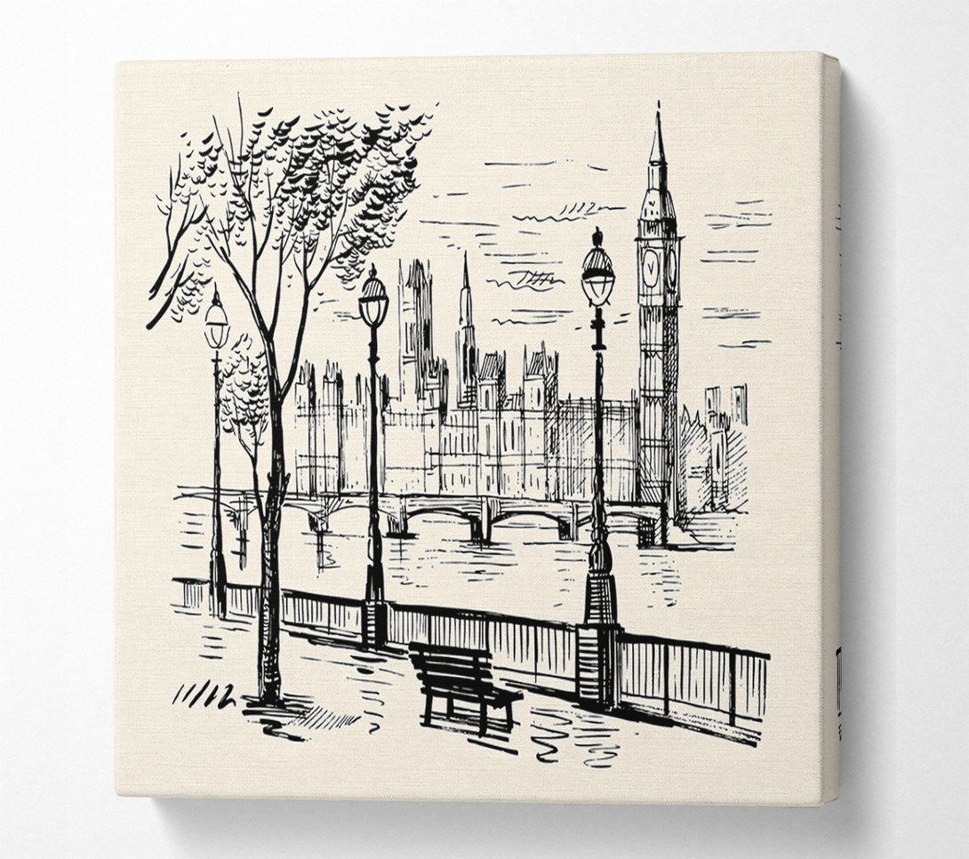  A Canvas Print of Outline Of The Houses Of Parliament Canvas Print