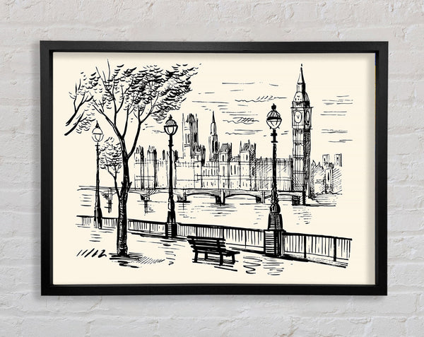 Outline Of The Houses Of Parliament Framed Print