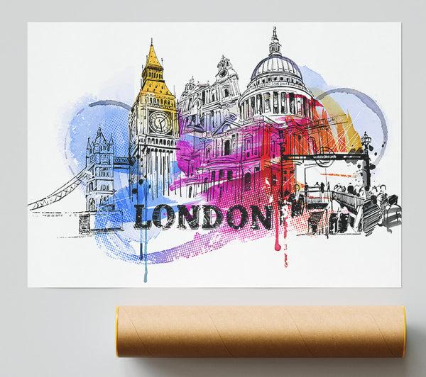 London Iconic Places Poster