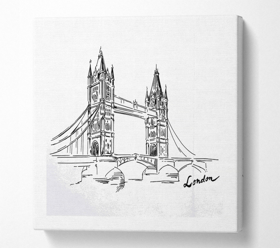  A Canvas Print of Tower Bridge Outline 2 Canvas Art