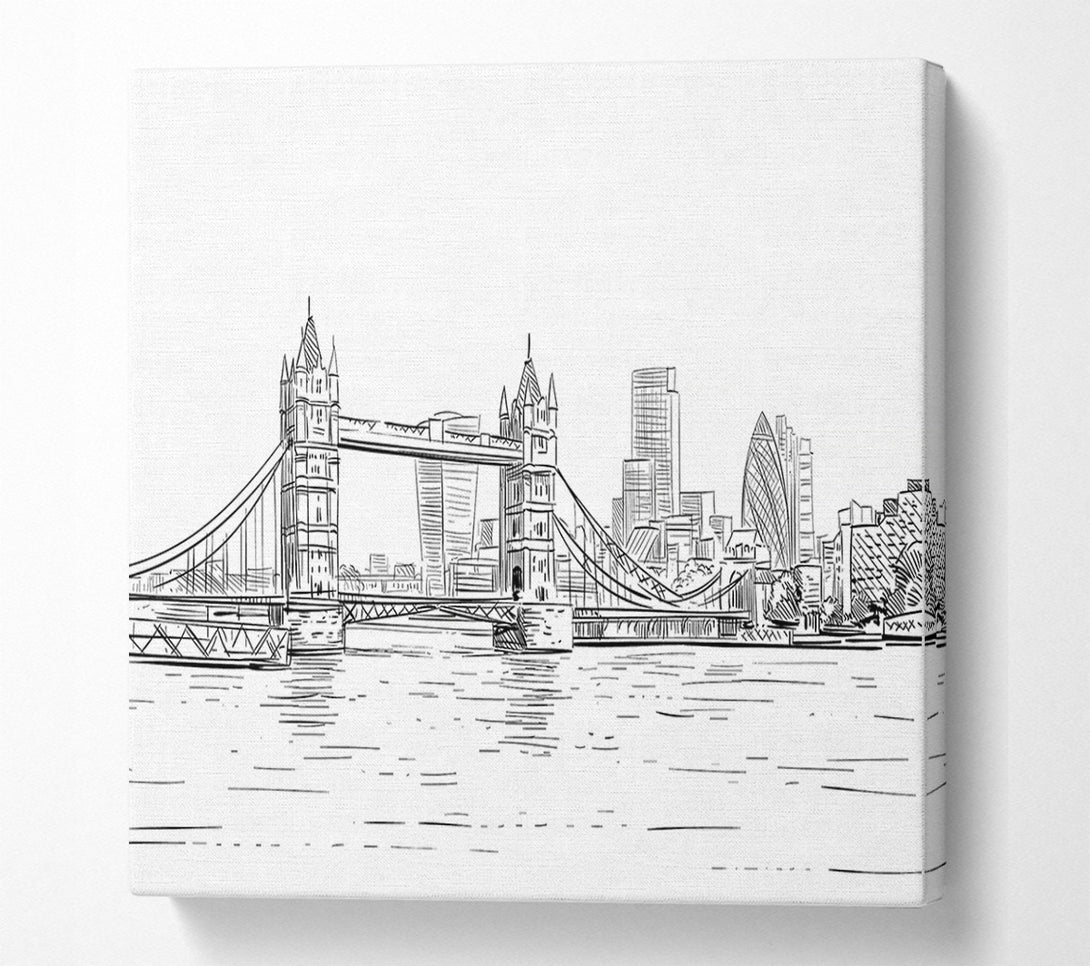  A Canvas Print of Tower Bridge Outline 1 Canvas Art