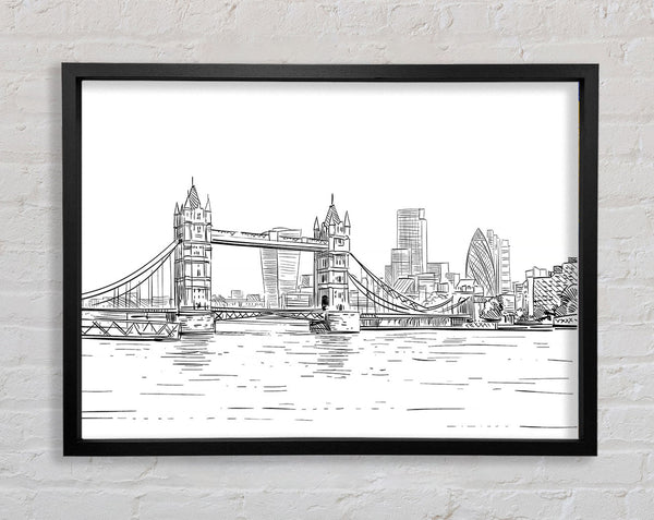 Tower Bridge Outline 1 Framed Print