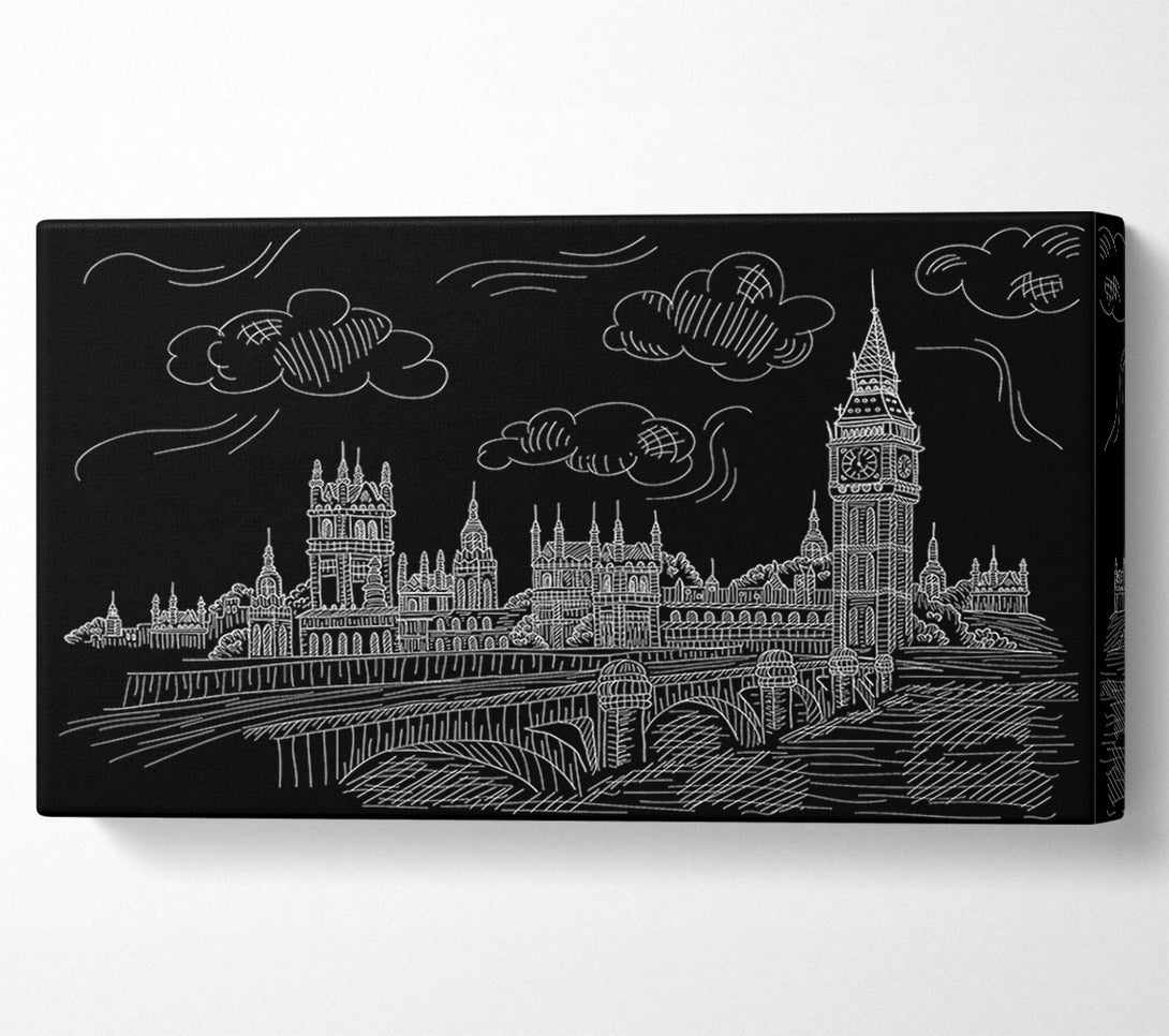  A Canvas Print of Houses Of Parliament And Big Ben Outline Canvas Art