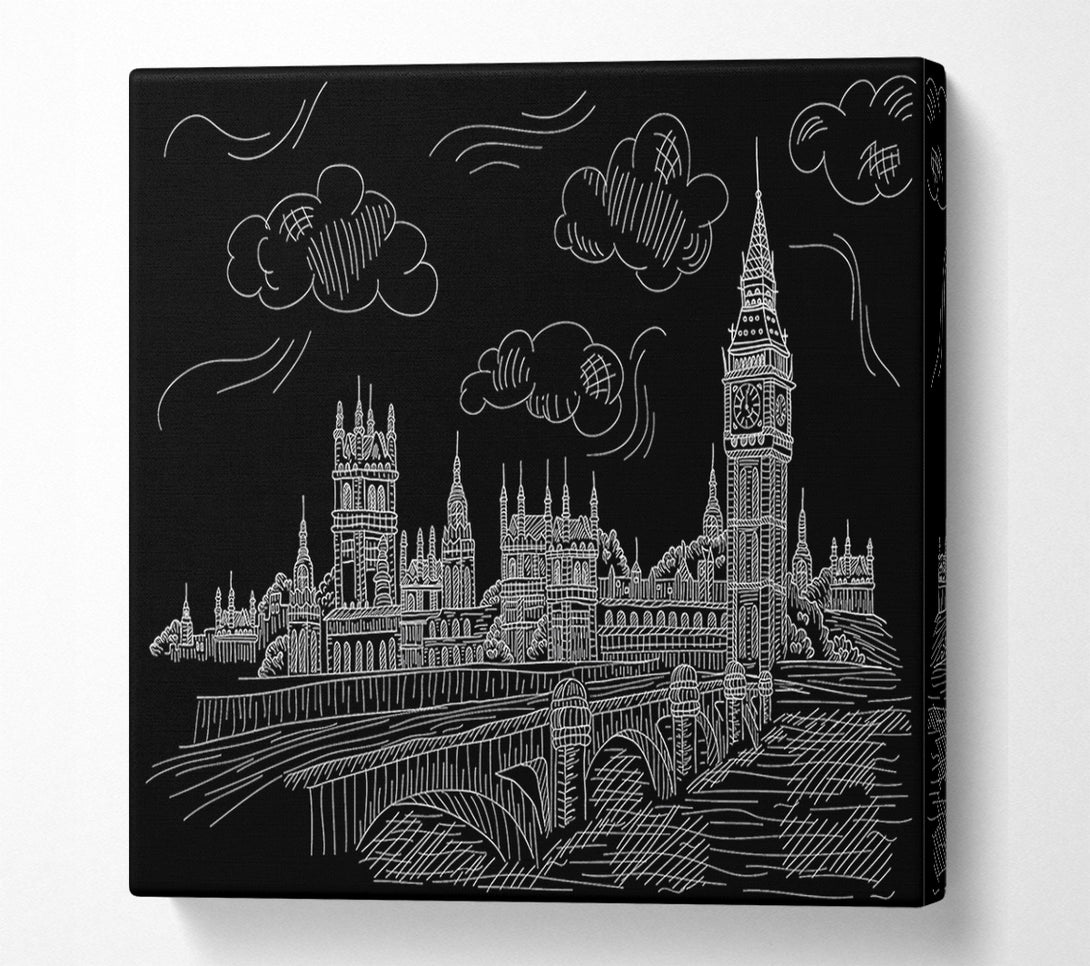  A Canvas Print of Houses Of Parliament And Big Ben Outline Canvas Art