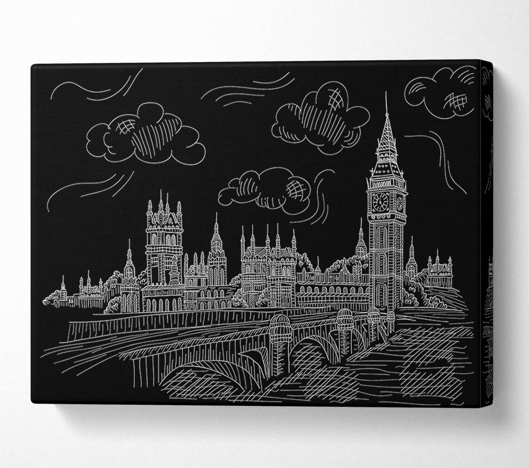  A Canvas Print of Houses Of Parliament And Big Ben Outline Canvas Art