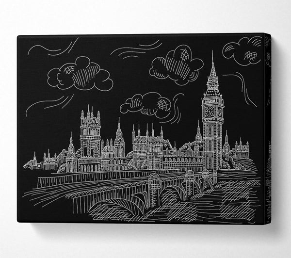  A Canvas Print of Houses Of Parliament And Big Ben Outline Canvas Art