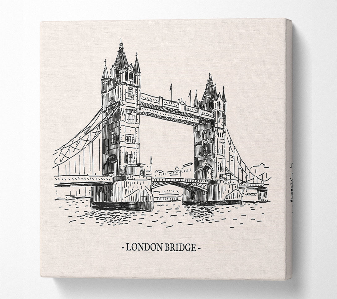  A Canvas Print of London Bridge Outline Canvas Wall Art