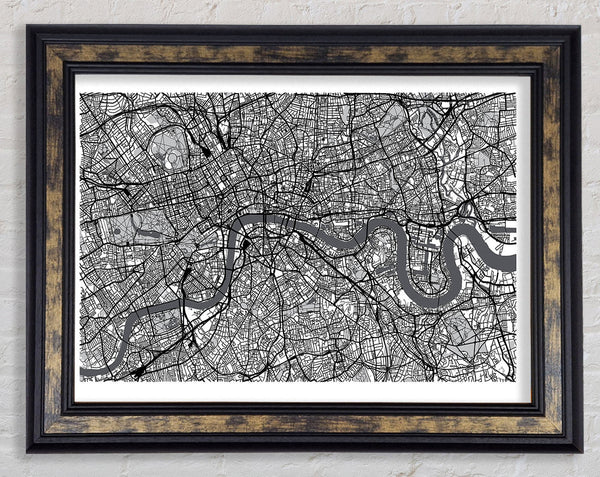 The Map Of London Thames 4 Framed Print