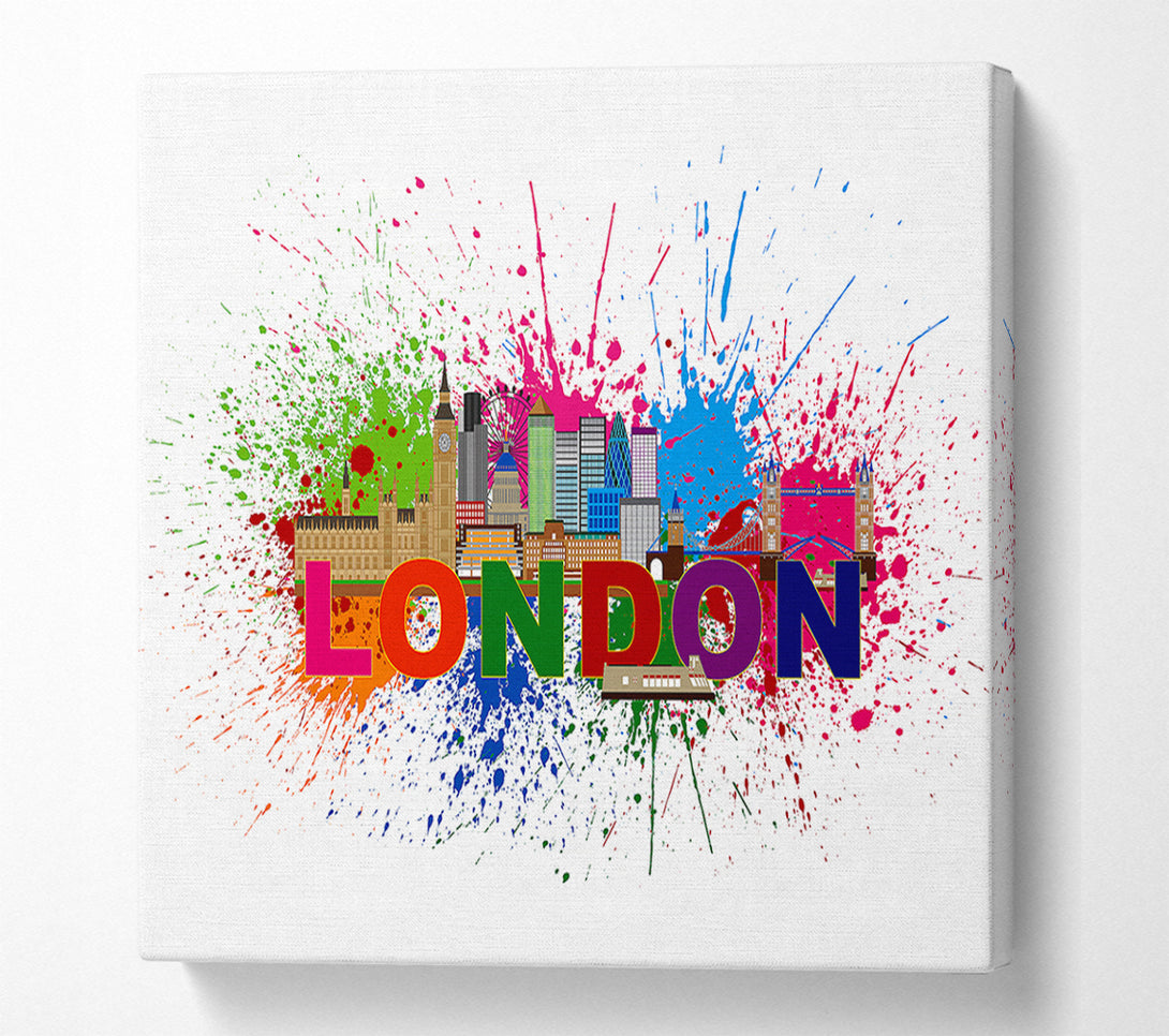  A Canvas Print of Rainbow London Splash 3 Canvas Art